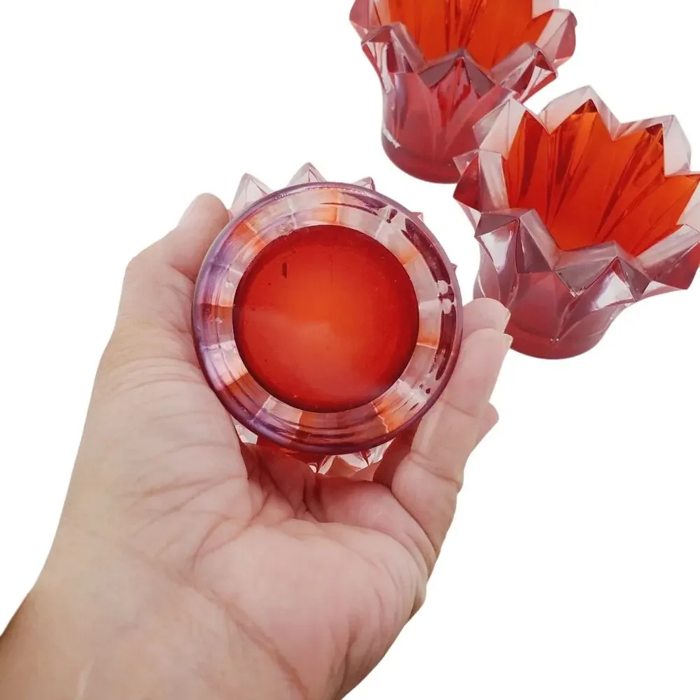 Vintage Bohemia Crystal Candle Holder X3 Made Czech Republic Adult's Red SEE PIC
